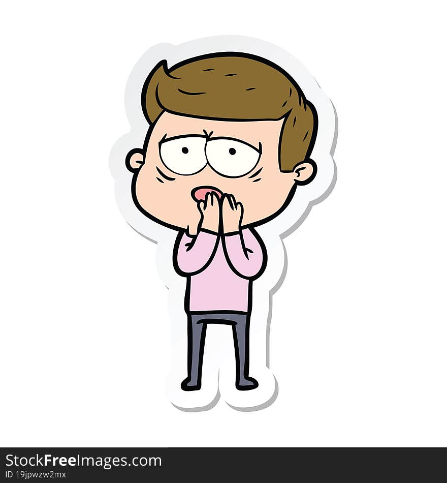 sticker of a cartoon tired man