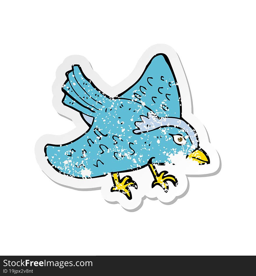 retro distressed sticker of a cartoon garden bird