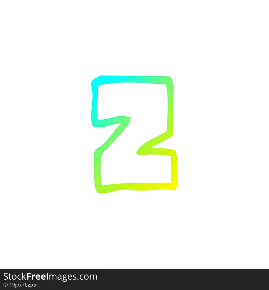 cold gradient line drawing of a cartoon letter z