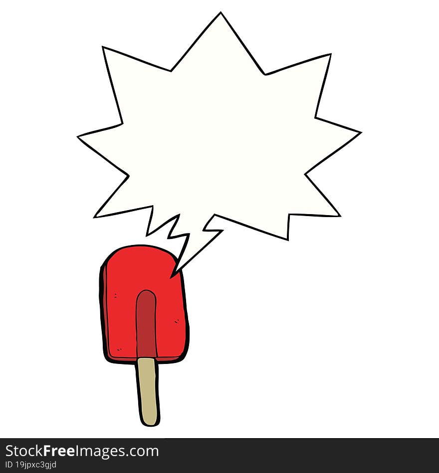 Cartoon Ice Lolly And Speech Bubble