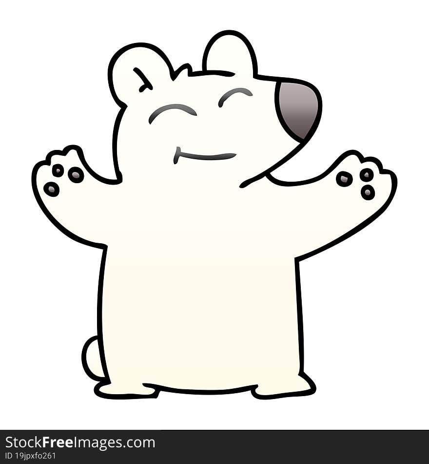 quirky gradient shaded cartoon polar bear