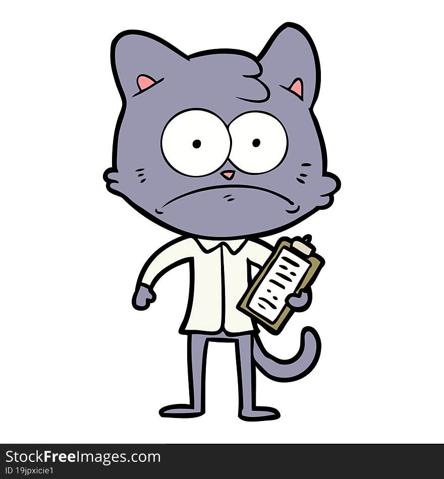 cartoon cat with clipboard. cartoon cat with clipboard