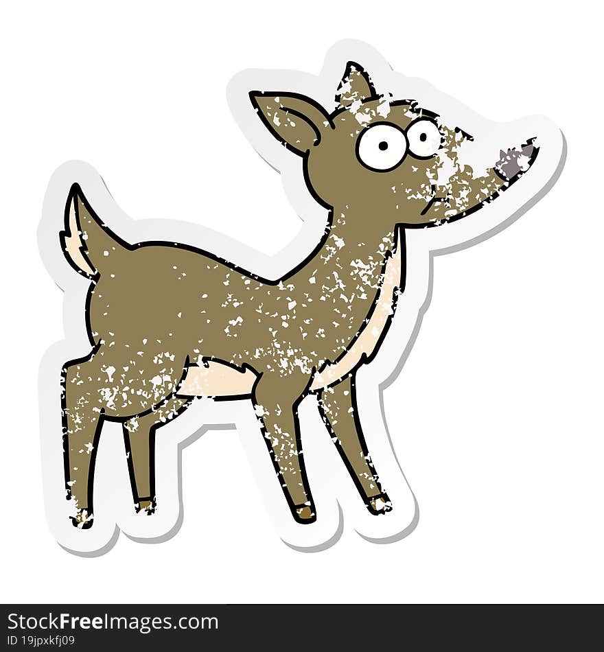 distressed sticker of a cartoon deer