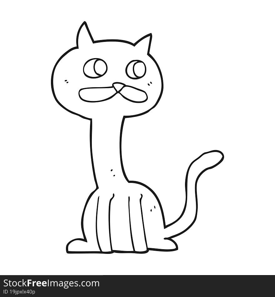 black and white cartoon cat