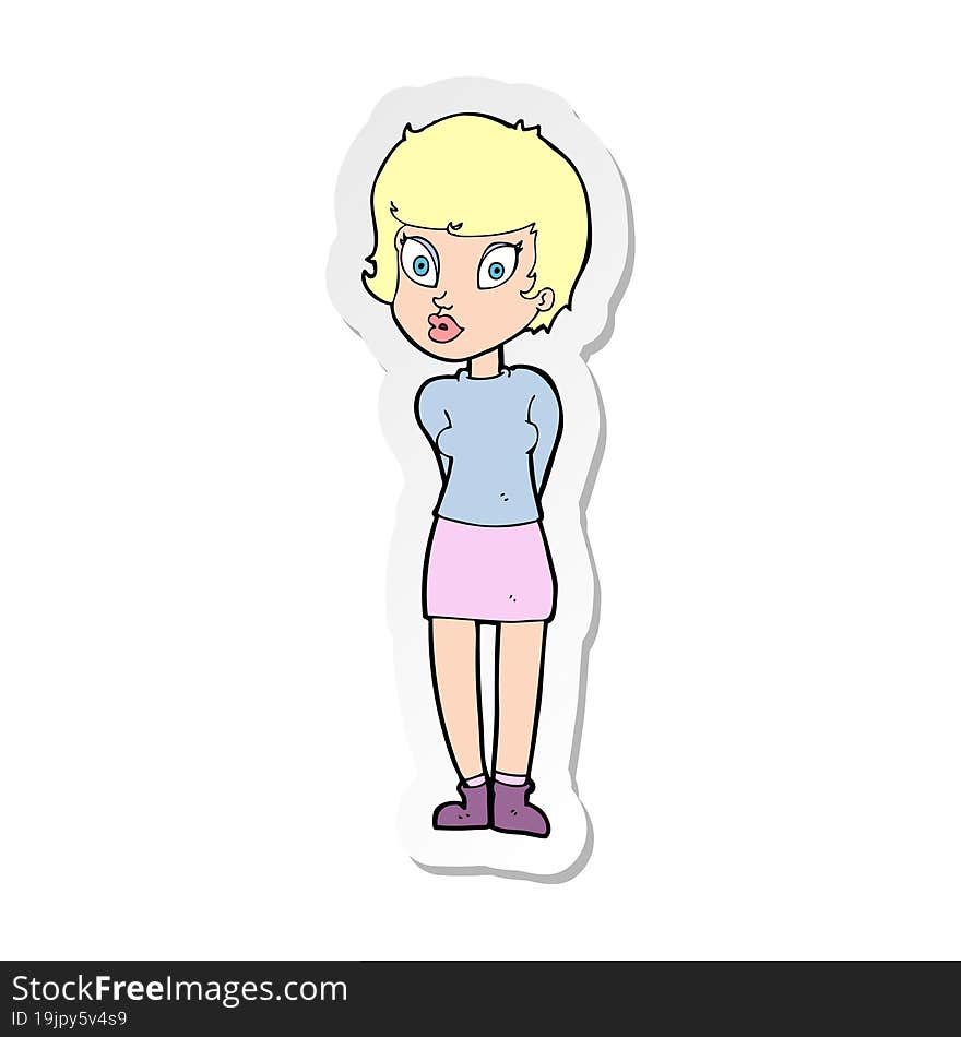 Sticker Of A Cartoon Pretty Woman