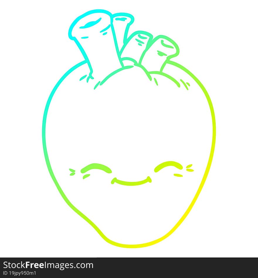 cold gradient line drawing cartoon happy heart