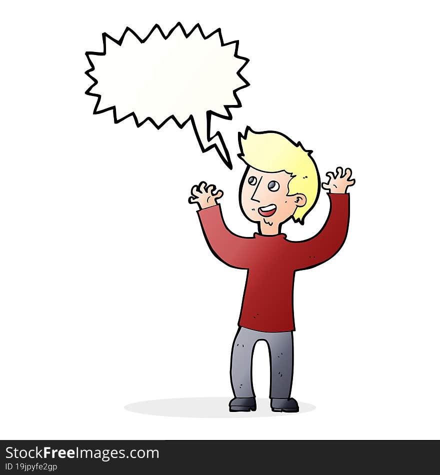 Cartoon Happy Man With Speech Bubble