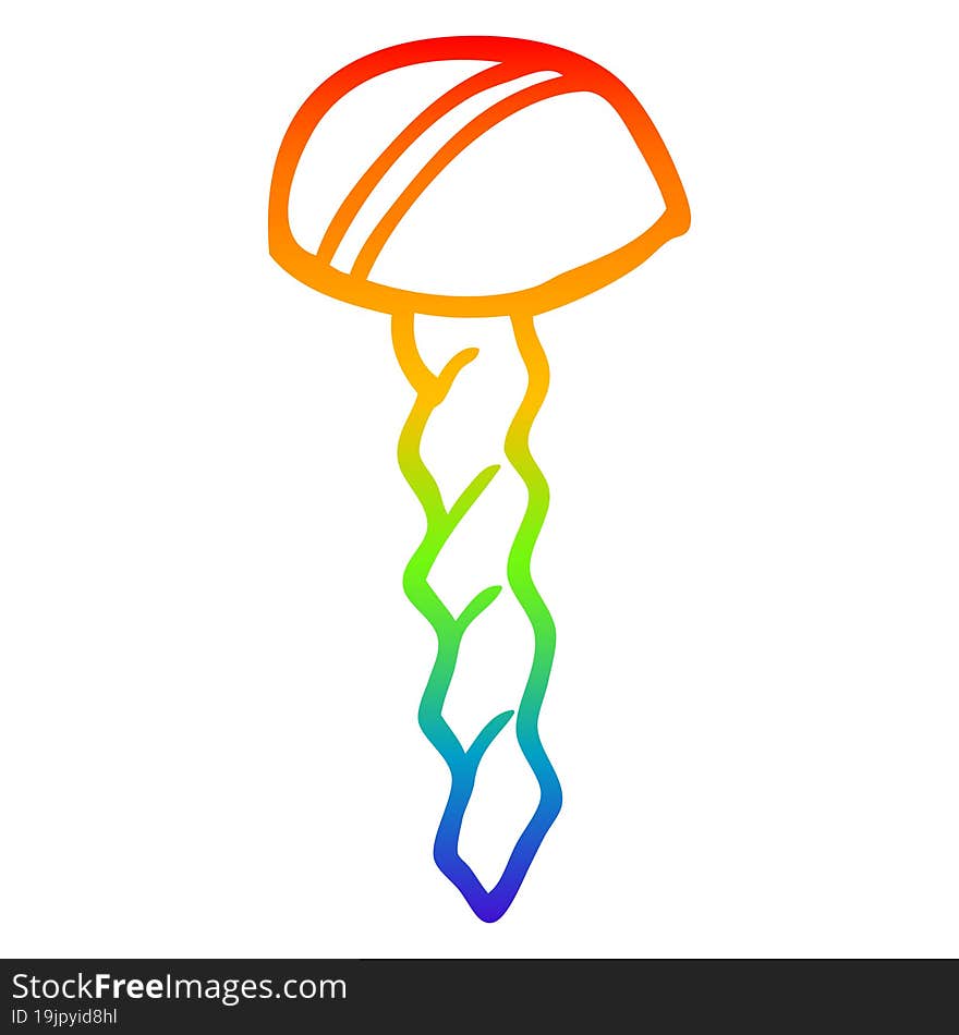 rainbow gradient line drawing cartoon screw