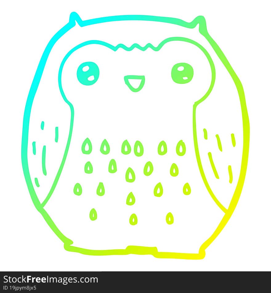 cold gradient line drawing cute cartoon owl