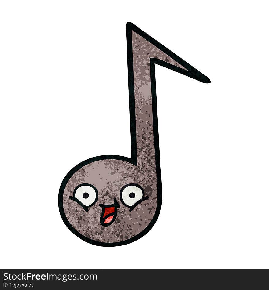 Retro Grunge Texture Cartoon Musical Note