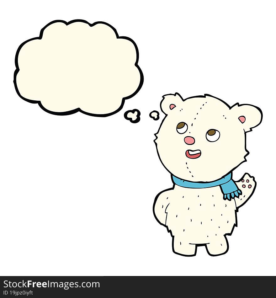 Cartoon Cute Polar Bear Cub With Thought Bubble