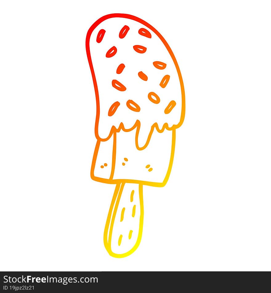 warm gradient line drawing cartoon ice cream lolly