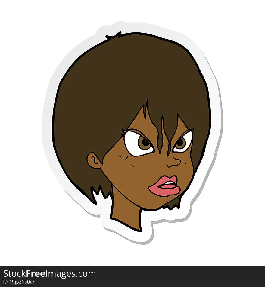 Sticker Of A Cartoon Annoyed Woman