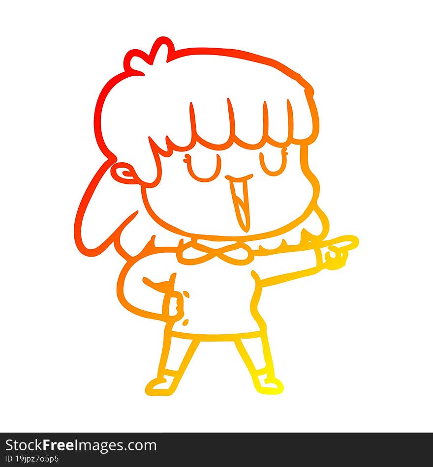 warm gradient line drawing of a cartoon woman