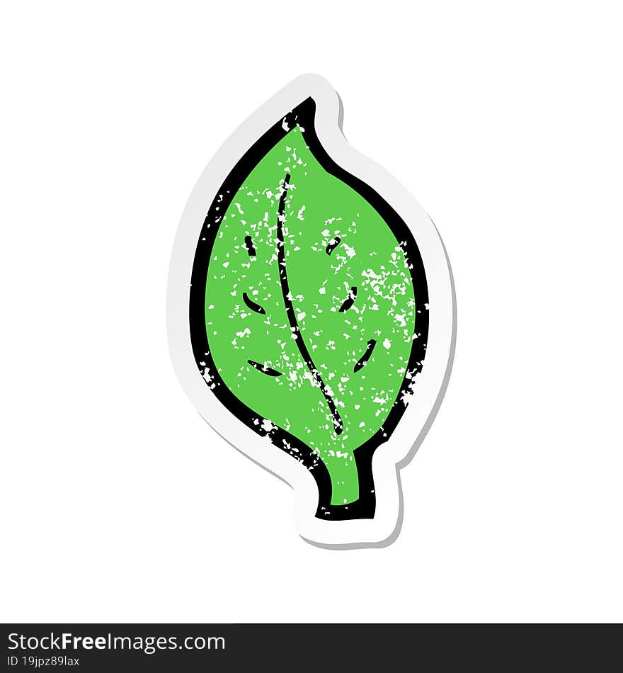 retro distressed sticker of a cartoon leaf