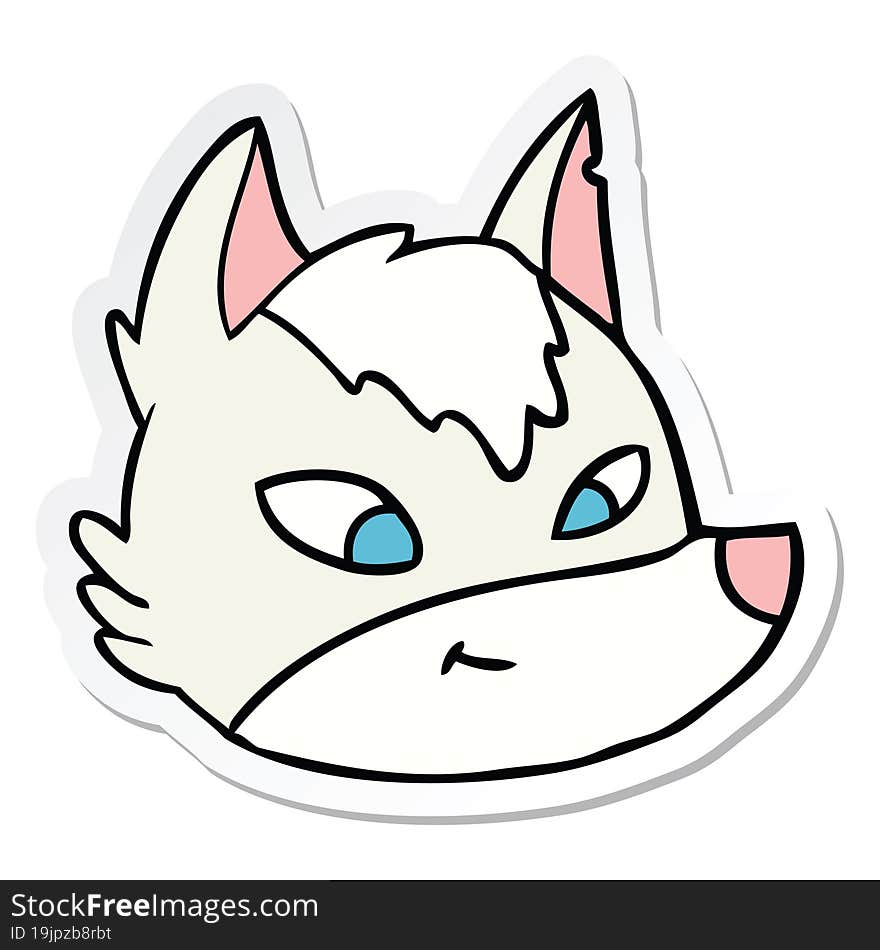 Sticker Of A Cartoon Wolf Face