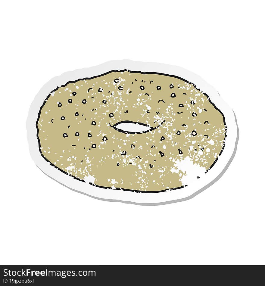 Retro Distressed Sticker Of A Cartoon Bagel