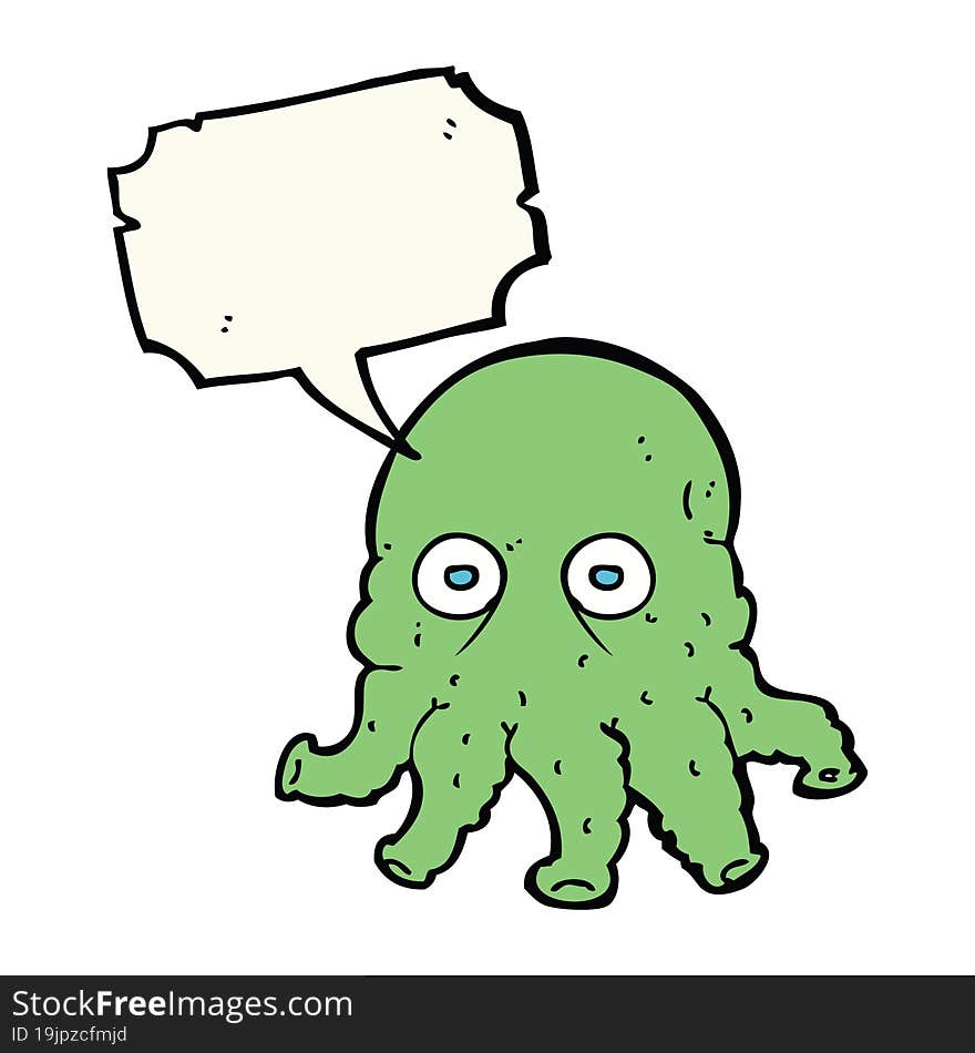 cartoon alien squid face with speech bubble