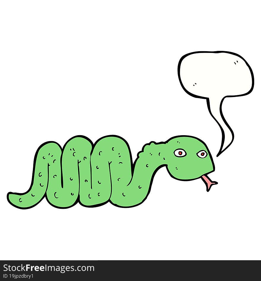 funny cartoon snake with speech bubble