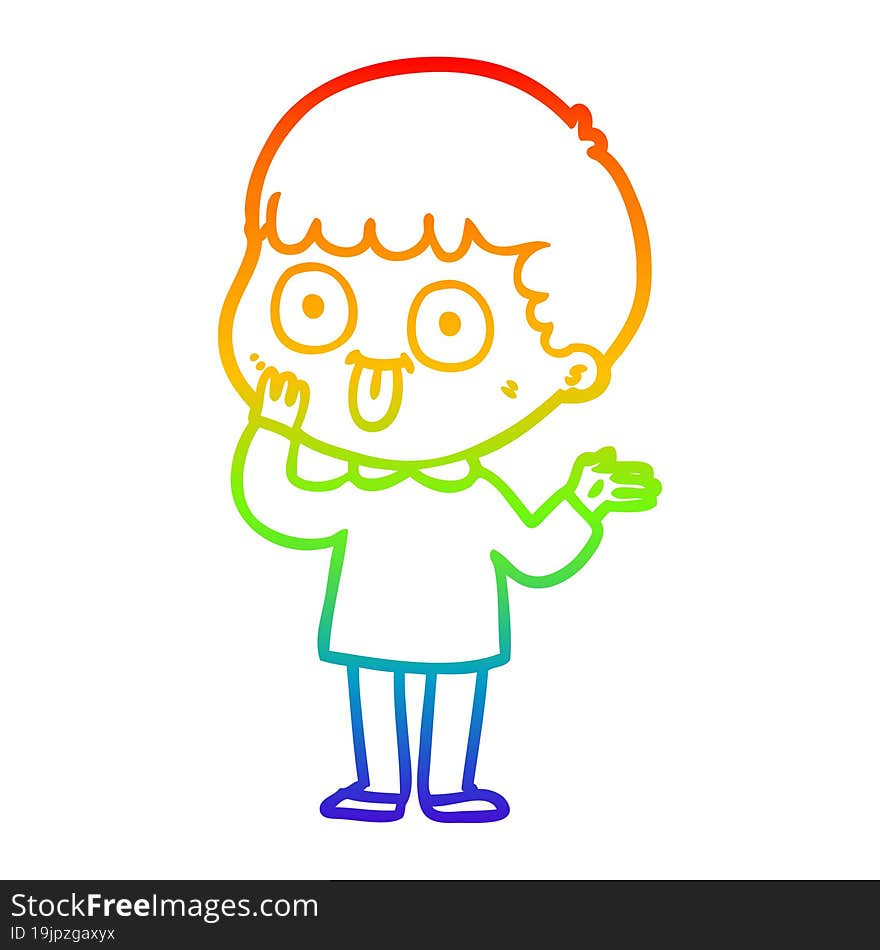 rainbow gradient line drawing cartoon man staring