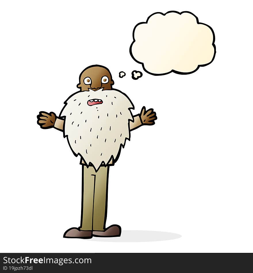 cartoon bearded old man with thought bubble