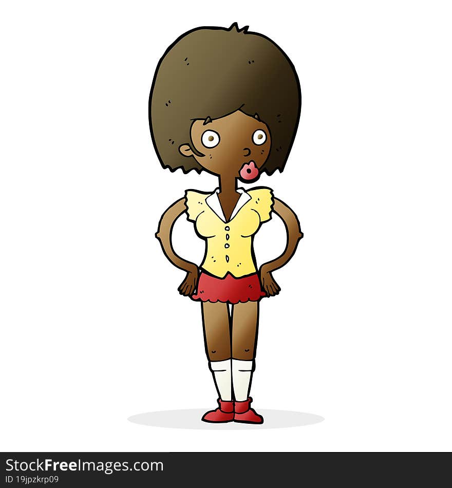 cartoon woman with hands on hips