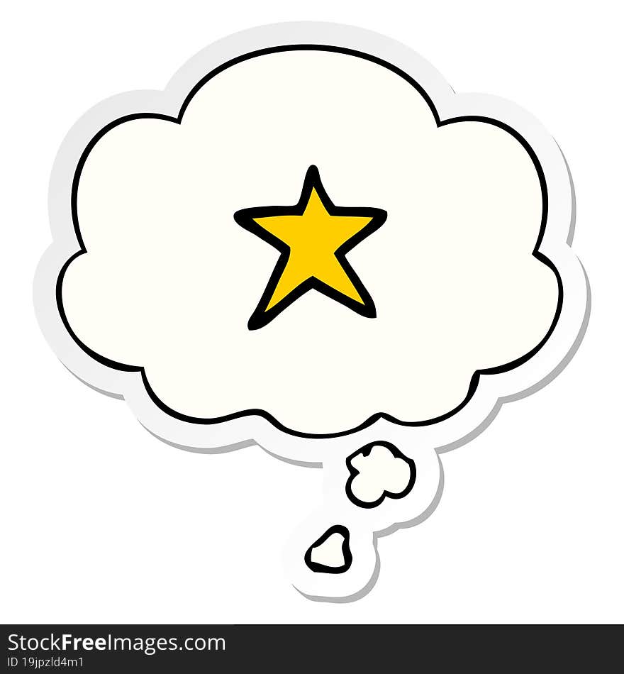 cartoon star symbol and thought bubble as a printed sticker