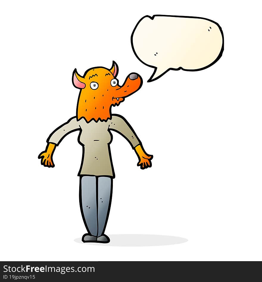 Cartoon Fox Woman With Speech Bubble