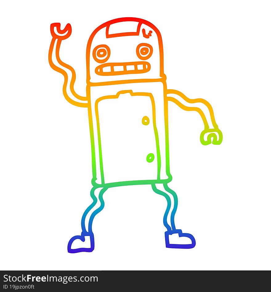 rainbow gradient line drawing cartoon robot