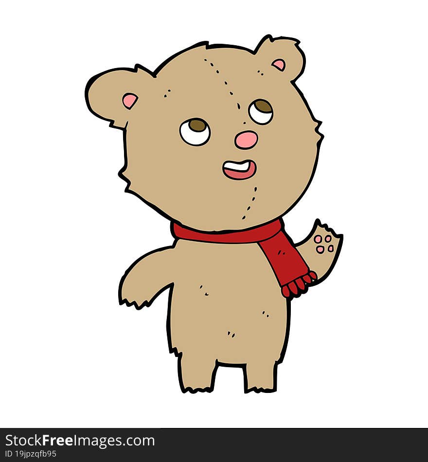 Cartoon Teddy Bear Wearing Scarf