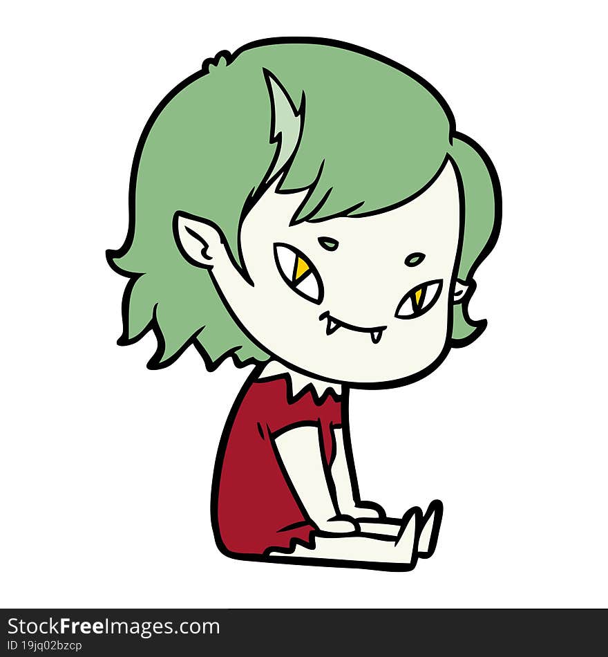 cartoon friendly vampire girl sat down. cartoon friendly vampire girl sat down