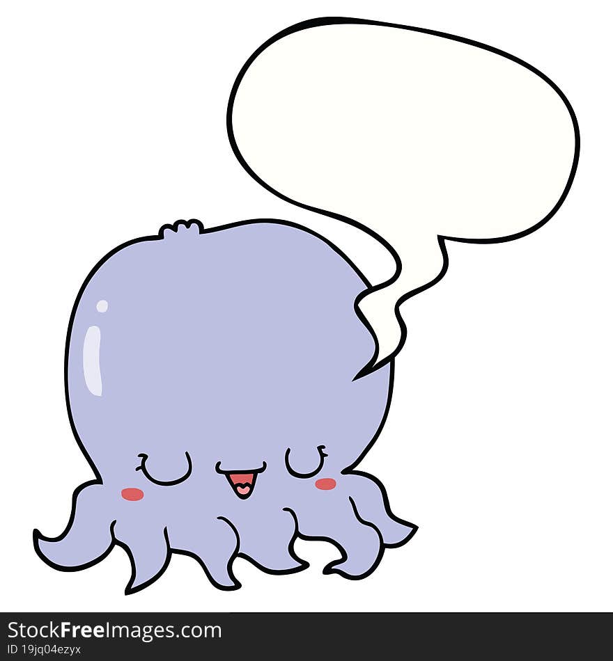 Cartoon Jellyfish And Speech Bubble