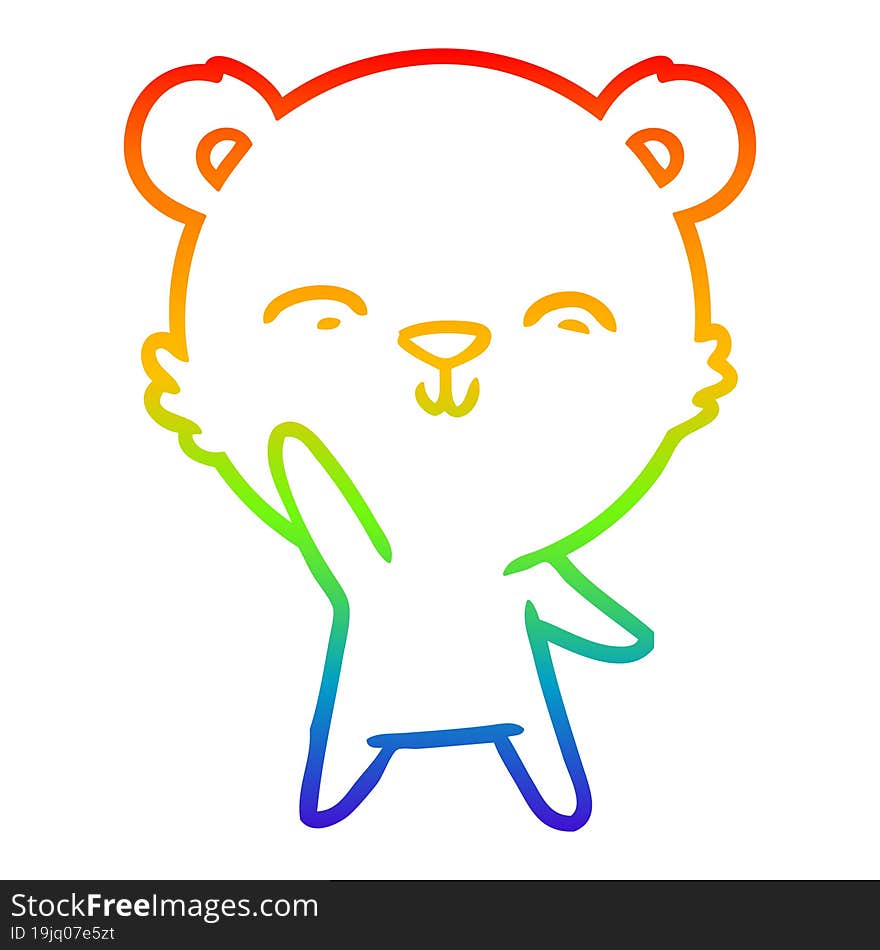 rainbow gradient line drawing happy cartoon bear