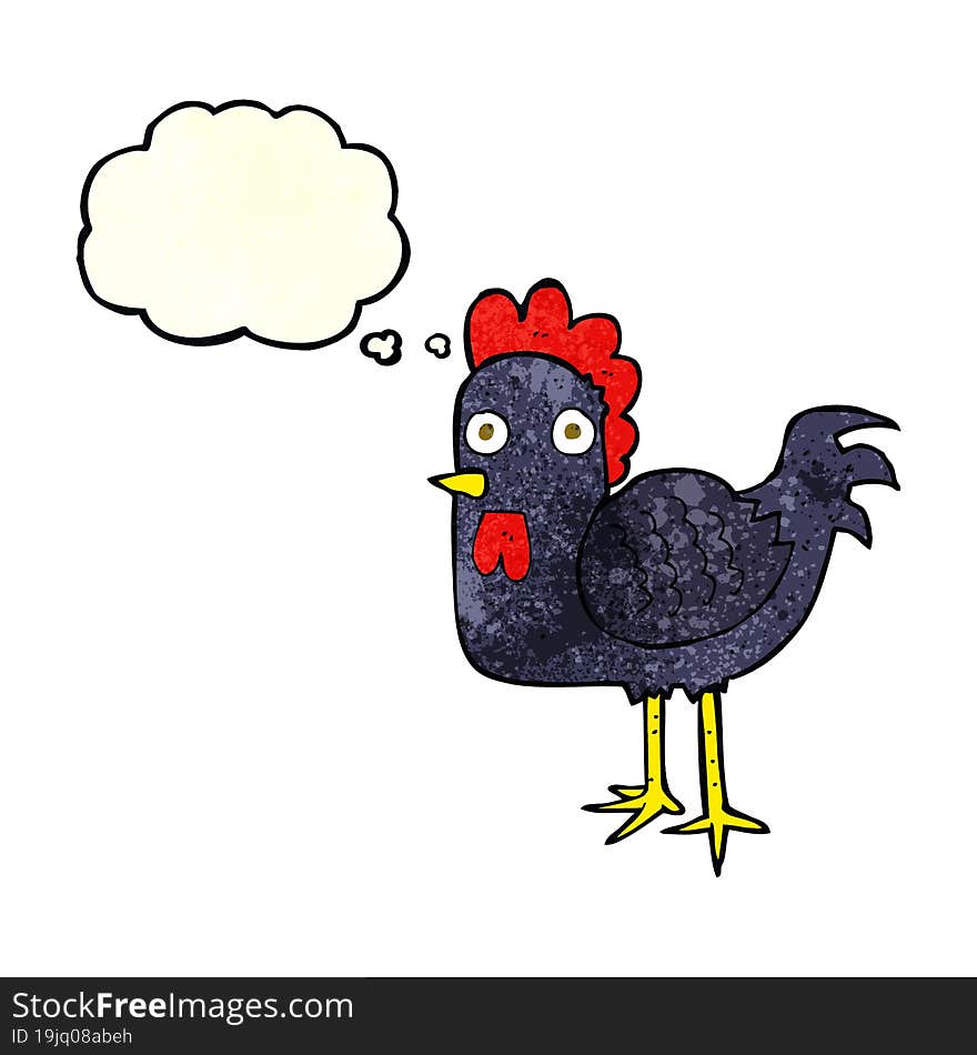 cartoon chicken with thought bubble