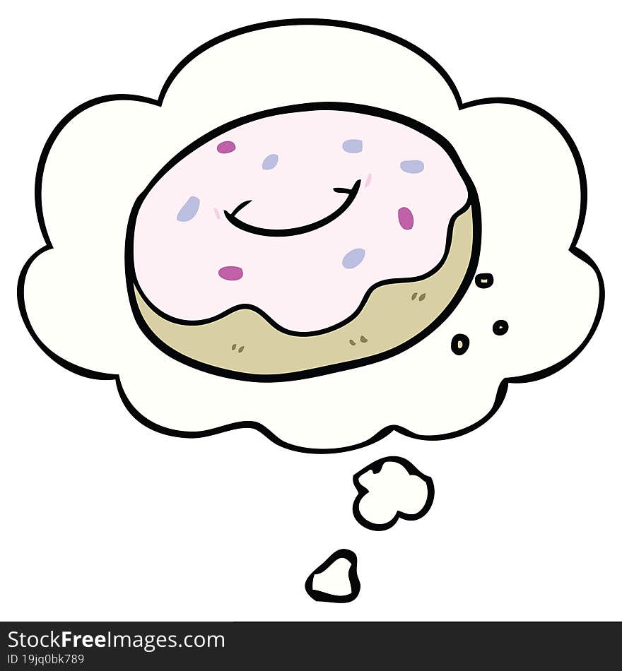 cartoon donut and thought bubble