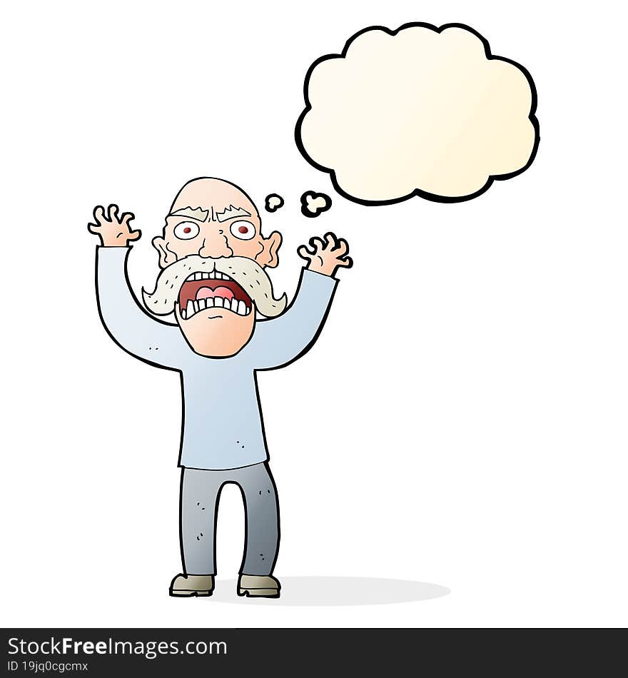 Cartoon Angry Old Man With Thought Bubble