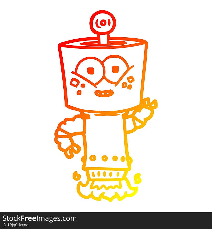 Warm Gradient Line Drawing Happy Cartoon Robot