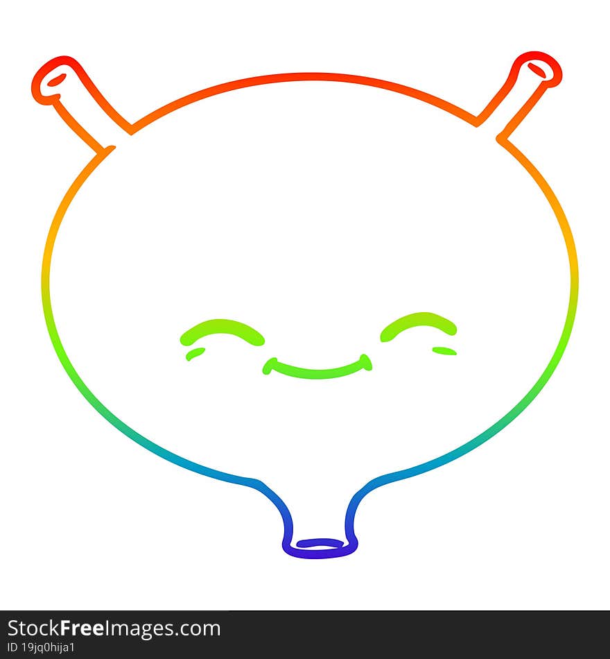 rainbow gradient line drawing of a cartoon bladder