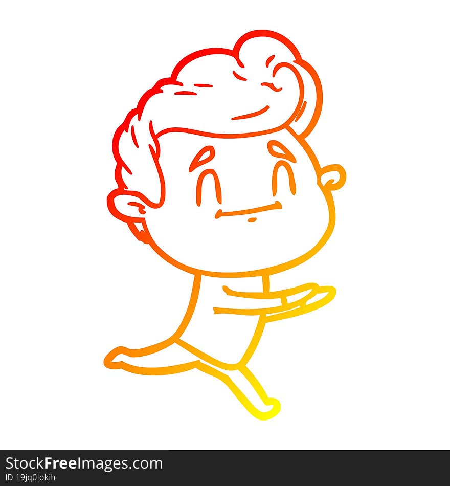 warm gradient line drawing of a running cartoon man