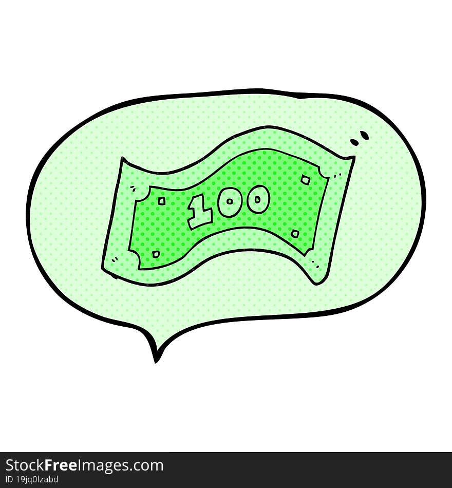 comic book speech bubble cartoon 100 dollar bill