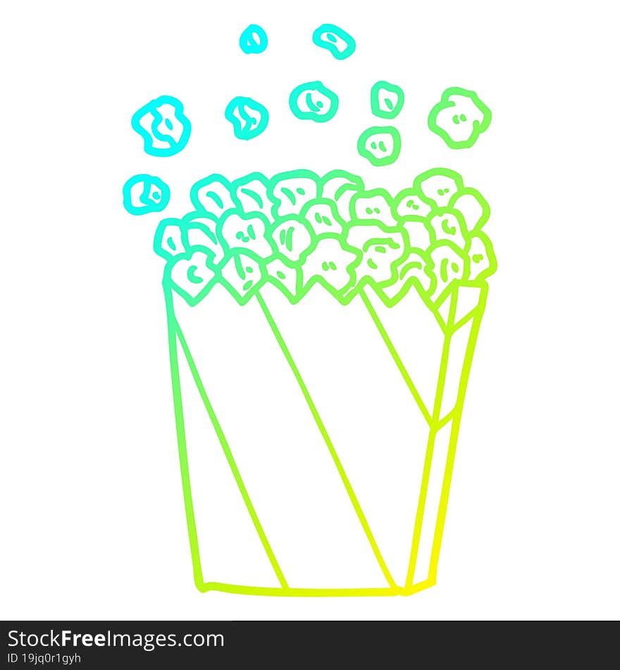 cold gradient line drawing of a cartoon cinema popcorn