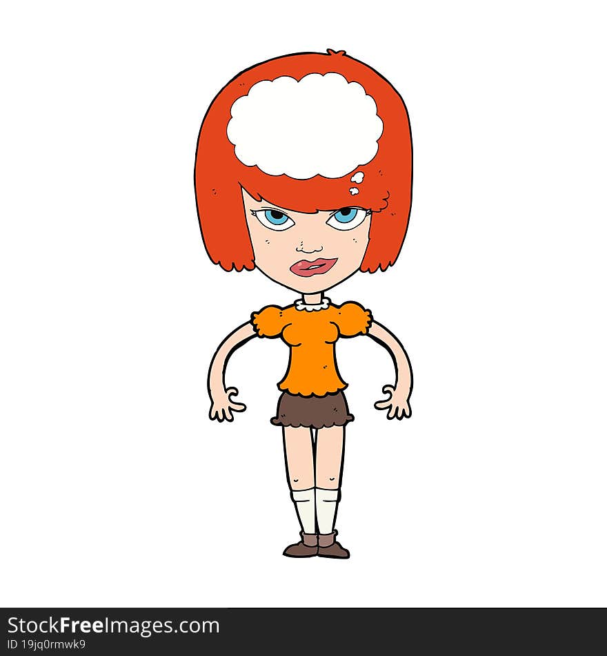 cartoon woman with idea