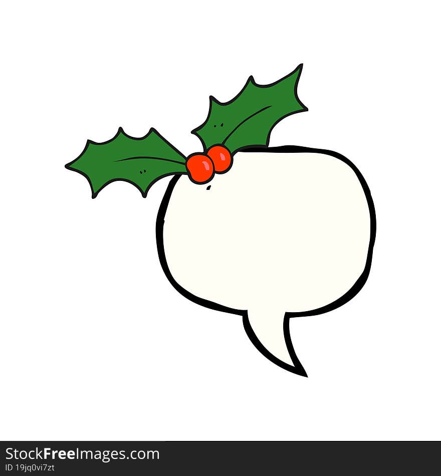 Speech Bubble Cartoon Christmas Holly