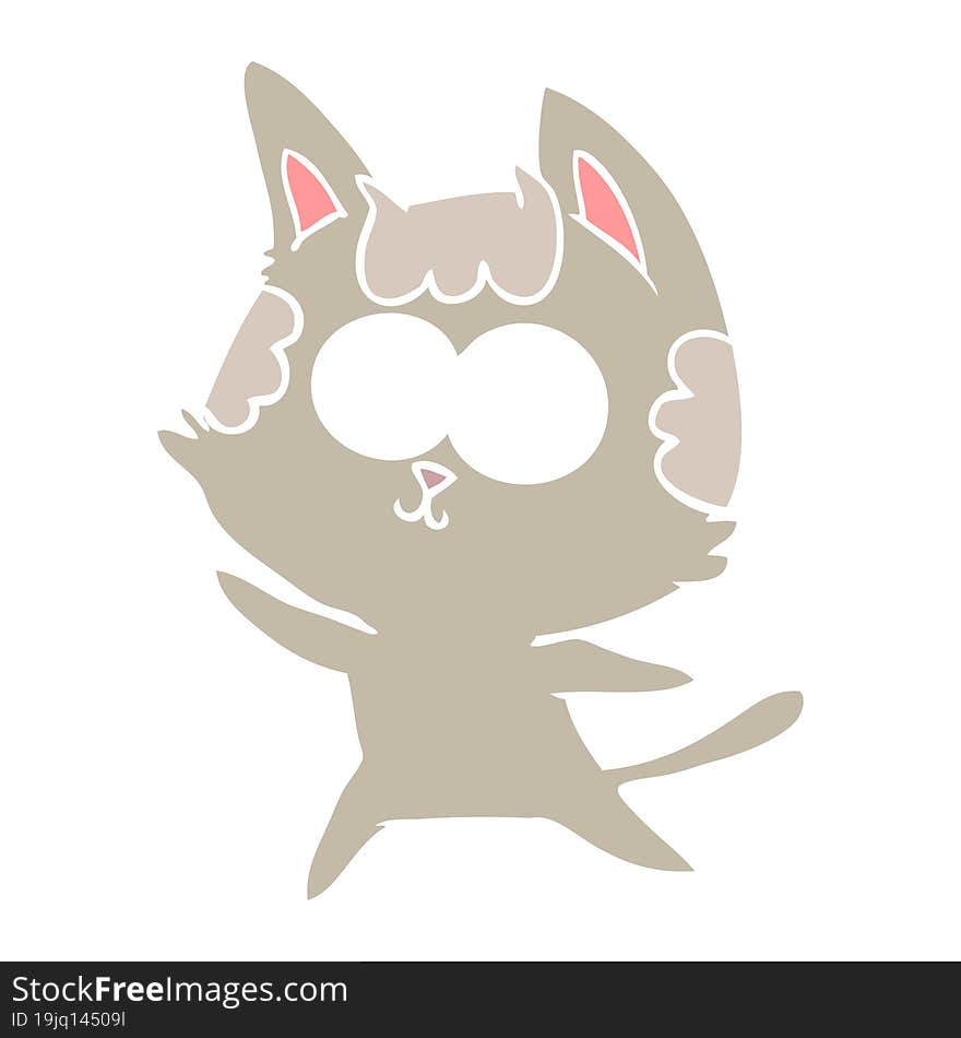 happy flat color style cartoon cat