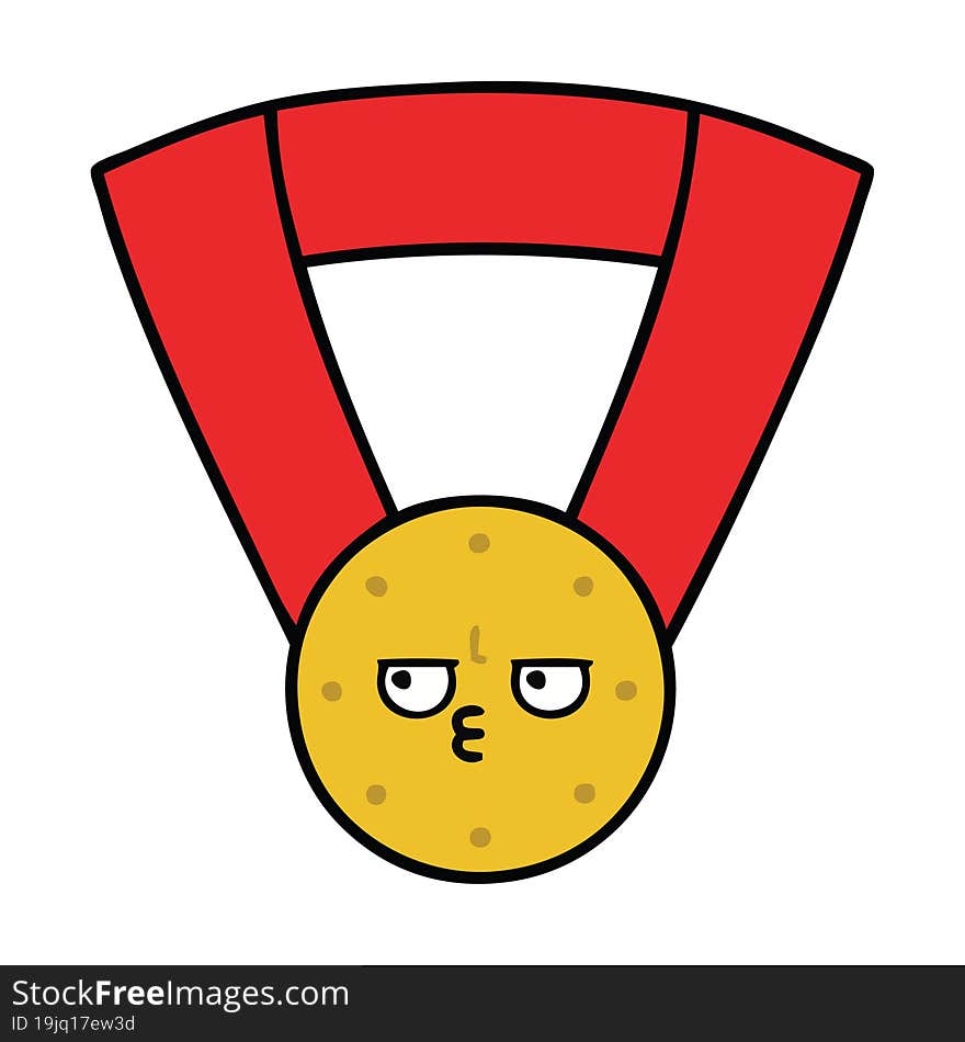 cute cartoon of a gold medal. cute cartoon of a gold medal