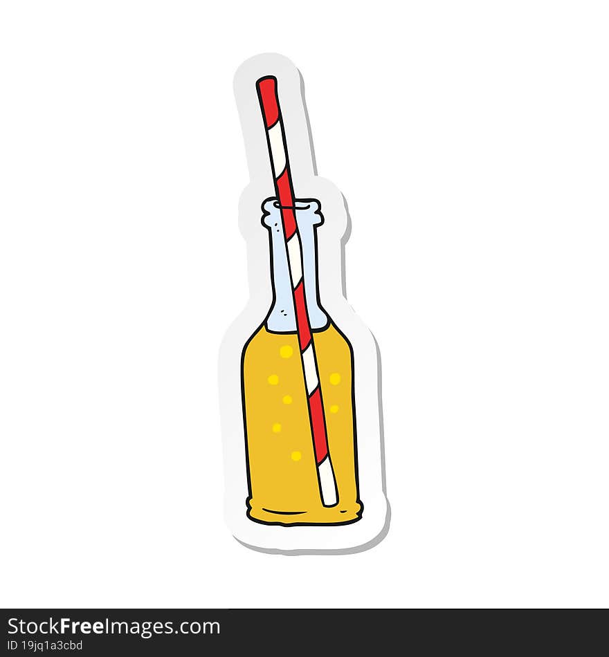 sticker of a cartoon soda bottle and straw