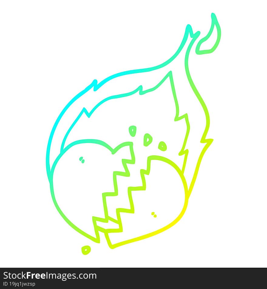 cold gradient line drawing cartoon flaming heart