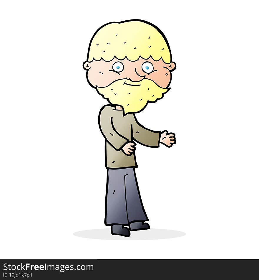 cartoon happy bearded man