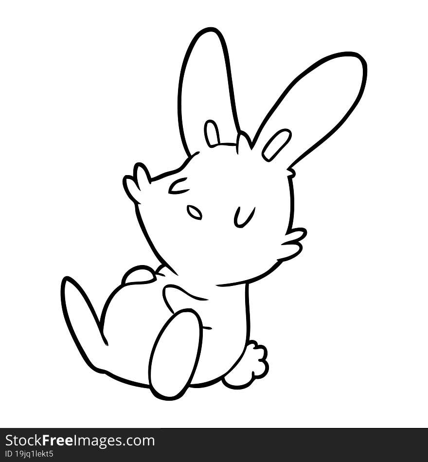 cute line drawing of a rabbit sleeping. cute line drawing of a rabbit sleeping