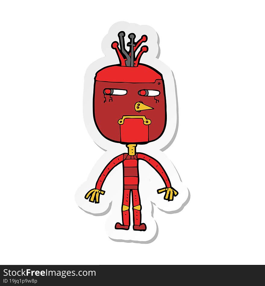 sticker of a funny cartoon robot